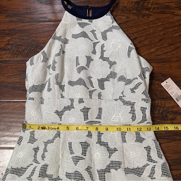 NWT Katherine Kelly “Mackenzie Dress” Ivory/Navy Exquisite Stitched Overlay Sz 2 - Picture 9 of 15
